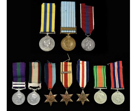 A Group of medals, awarded to 2980418 Pte C. Hutchinson A&amp;S.H, to include General Service medal with Malaya and Palestine