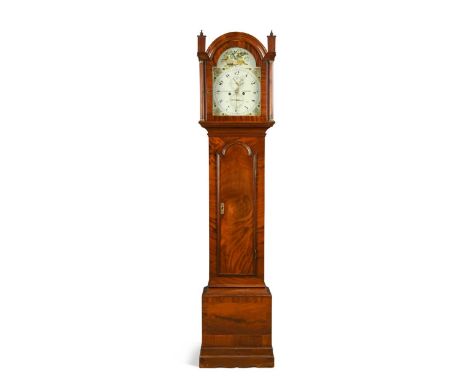 A mahogany longcase clock, early 19th century, the break arch hood above painted 12inch dial signed 'Ed. Elliott, Lenham', wi