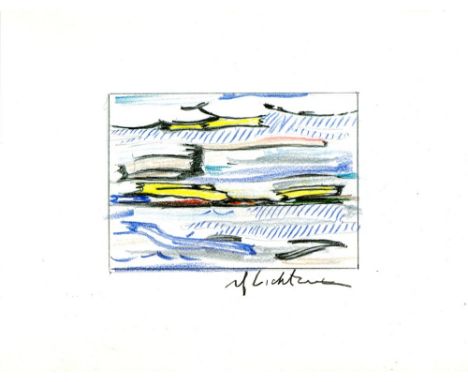 Artist: Roy Lichtenstein (American, 1923-1997). Title: "Seascape". Medium: Color offset lithograph. Date: Composed 1986. Dime