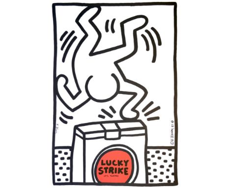 Artist: Keith Haring (American, 1958 - 1990). Title: "Lucky Strike: White". Medium: Original color silkscreen. Date: Composed
