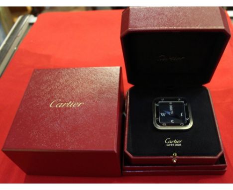 A Cartier SIHH 2004 compass, based on the Santos-Dumont design, 5cm square, in original box