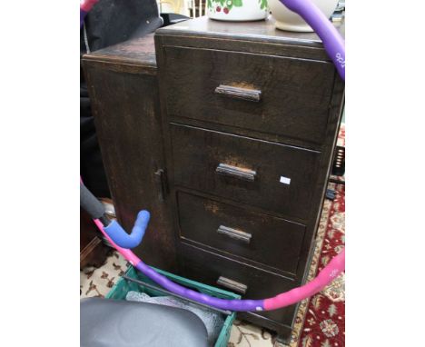 A 1930's four drawer and single door utility cupboard