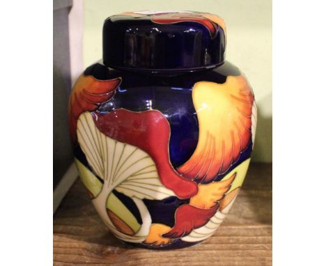 Moorcroft Parasol Dance Ginger Jar &amp; Cover: Ginger Jar designed by K. Goodwin and painted by Anj. Davenport. 16cm high. I