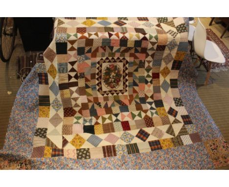 A 19th century patchwork quilt, possibly made by the Thornton sisters of Mirfield, Yorkshire, 237cm x 230cm / good condition 