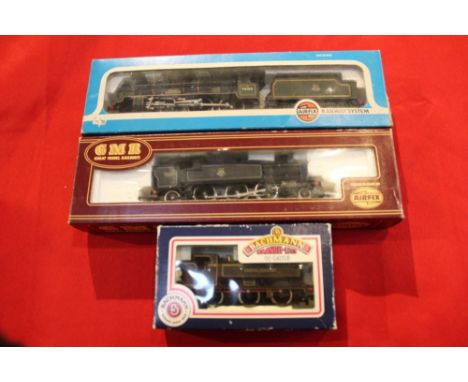 Airfix - Prairie Tank black 54154-4, Royal Scot BR Livery 54121-3 and a Bachmann 00 scale London Transport engine. All in ori