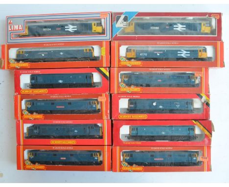 Twelve previously run boxed OO gauge electric diesel locomotive train models (3x Class 25, 2x Class 47, 4x Class 86, 2x Class