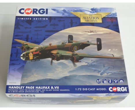 Corgi Aviation Archive 1/72nd scale AA37208 diecast Handley Page Halifax BVII 'Vicky The Vicious Virgin', RCAF 1945, model in