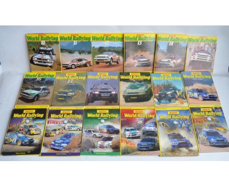 Collection of rally car related books and DVD's to include Pirelli World Rallying albums 10-33, Rothmans World Rallying volum