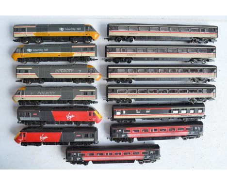 Collection of unboxed previously run OO gauge BR InterCity 125 and Virgin high speed electric train models (3 sets with power