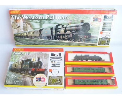 Two boxed Hornby OO gauge electric train sets to include R1048 The Western Pullman electric train set with BR green Castle Cl