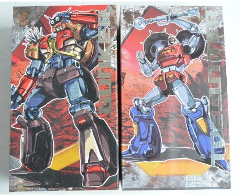 Two 8.5" Transformer action figures from KFC (Keith's Fantasy Models) EAVI Metal series to include P-6F 'Gunker' (model would