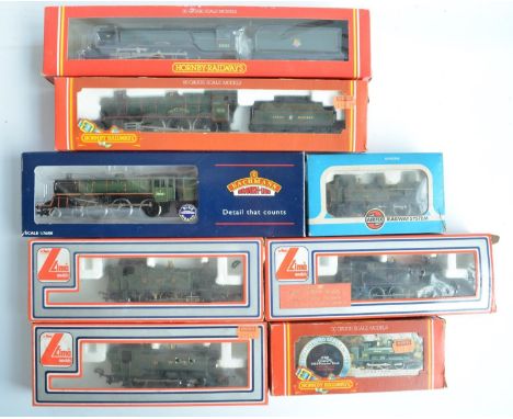 Eight boxed OO gauge electric steam train models, various manufacturers to include Bachmann 053 Standard Class 4-6-0 '75001' 