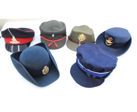 Colleton of military caps for female personnel, including Army, Air force and red cross. (6)