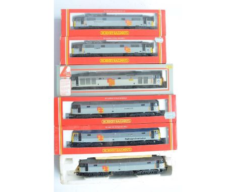 Six previously run boxed OO gauge electric diesel locomotive train models in BR Railfreight fleet and distribution liveries, 