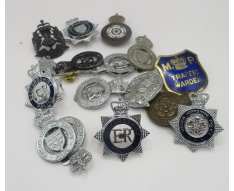 Large selection of police badges and pins from different current and defunct forces across the country. Including North Yorks