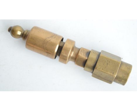 Vintage brass steam whistle, likely traction engine, H19cm
