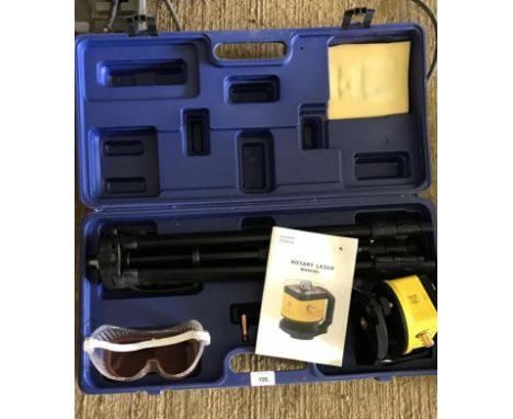 A cased rotary manual laser level
