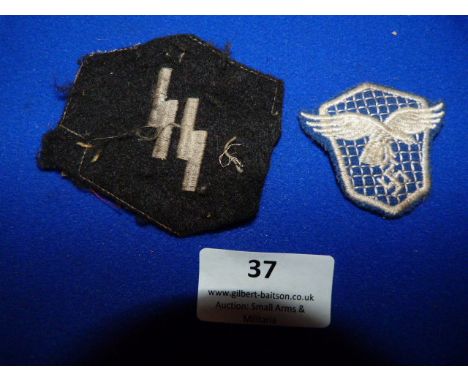 Variation of Luftwaffe Driver's Cloth Badge and SS Collar Patch Runes (Believed to be Reproduction)