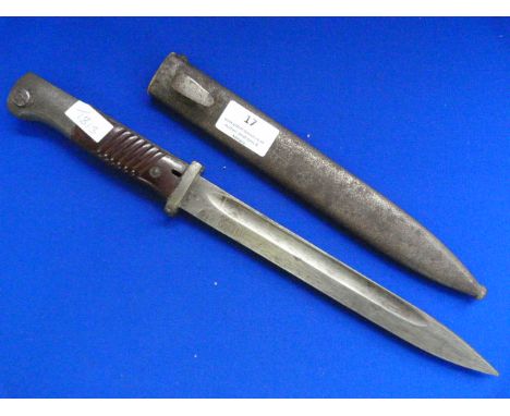 WWII German K98 Mauser Bayonet with Brown Bakelite Grips and Matching No.44CRS on Blade and Scabbard, plus 4247C on Blade 