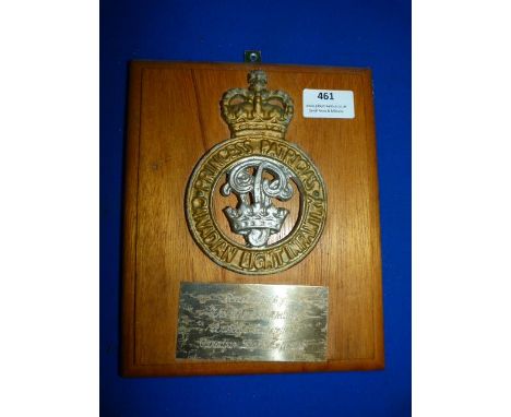 Metal on Wood Canadian Light Infantry Plaque 23x19cm 