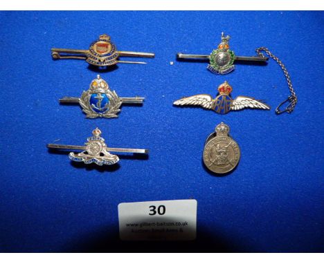 Silver Royal Army Reserve Lapel Badge, Silver Royal Marines Sweetheart Badge, Silver Merchant Navy Sweetheart Badge, Silver R