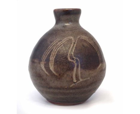 Bernard Leach (1897-1978) studio pottery vase, incised with a tree motif, impressed seal mark, signature and 'England' to sid