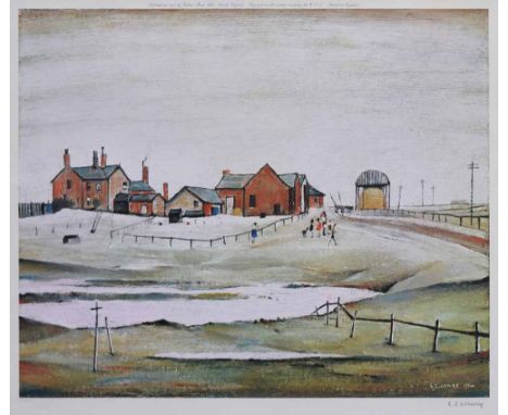 After Laurence Stephen Lowry R.A. (British, 1887-1976),   "Landscape with Farm Buildings", signed in pencil in the margin, wi