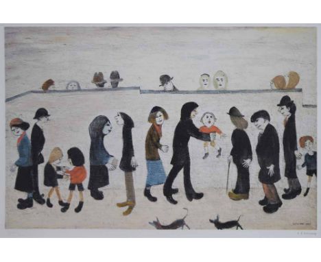 After Laurence Stephen Lowry R.A. (1887-1976),   "Man Holding Child", signed in pencil in the margin, with Fine Art Trade Gui