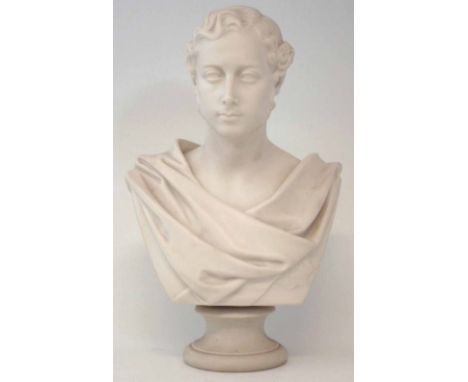 Copeland Parian bust of Edward Prince of Wales after Marshall Wood, 1868. Mounted on socle with impressed marks to reverse - 