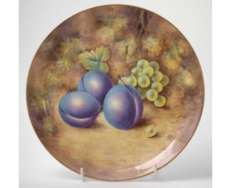 Royal Worcester plate signed Smith,   painted with fallen fruit, black printed mark to base, 23cm diameter     Condition repo