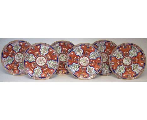 Six Spode plates circa 1810, painted with imari pattern 283, gilded pattern numbers, one impressed with a letter B, (6) 23cm 