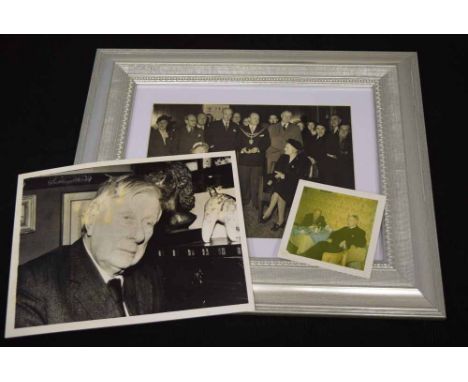 Three photographs of L.S. Lowry to include: an original colour polaroid photograph of L.S. Lowry with his friend Alick Leggat