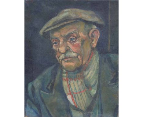 J.W., 20th century,   Portrait of an elderly gentleman, initialled and dated '58, oil on canvas, unframed, 51 x 40.5cm.; 20 x