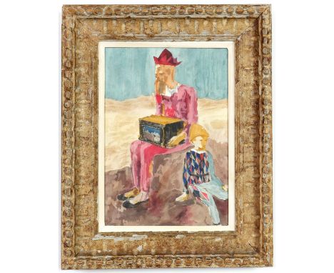 PABLO PICASSO, 'Saltimbanco seduto con ragazzo', hand coloured pochoir, edition 200, rare suite: venti pochoirs, vintage Fren
