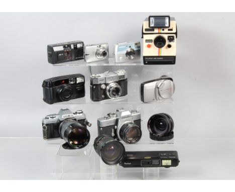 Cameras and Related Items, including a Minolta SRT 101, shutter working, self timer working, body G, with MC Rokkor 58mm f/1.