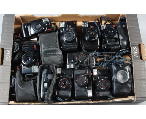 A Tray of Olympus Compact Cameras, models include AZ-1 Zoom, Quick Flash AFL, AZ-210 Super Zoom, AZ-200 Super Zoom and other 