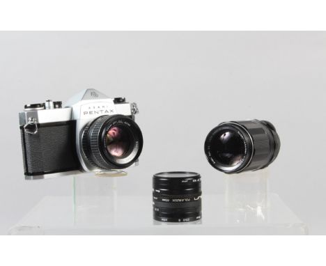 An Asahi Pentax SP 1000 SLR Camera,  shutter working, meter untested, body G, light wear, with a SMC Takumar 55mm f/2 lens, a