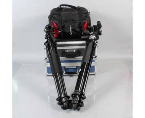 Two Tripods and Camera Cases, a Manfrotto MT294A3 tripod, with 804RC2 three way head, a Giottos tripod, with MH 5011 head, a 