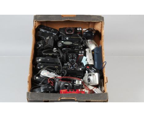 A Tray of Compact Cameras, manufacturers include Nikon, Olympus, Pentax, Canon and other examples, all untested, AF 