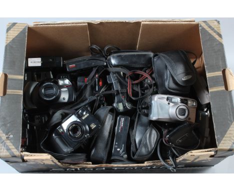 A Tray of Compact Cameras, manufacturers include Samsung, Konica, Miranda, Halina and other examples, all untested 