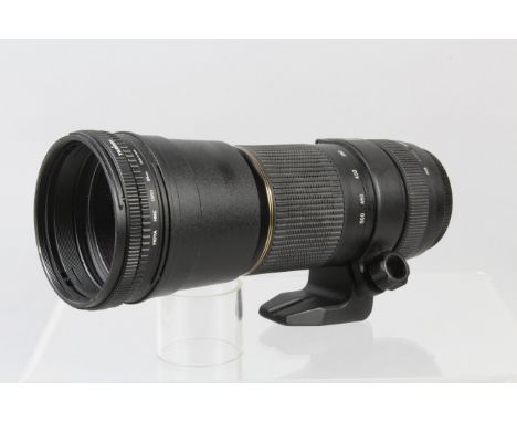 A Tamron SP Di IF 200-500mm f/5-6.3 Lens, Nikon AF mount, auto focus functions, barrel G, light wear elements G-VG, with fron