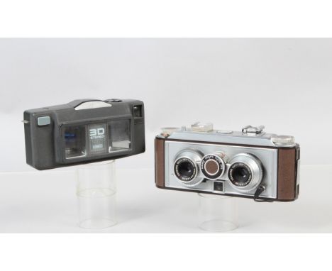 Two Stereo Cameras, a Loreo 3D Stereo camera, shutter working, body G, elements G and an Iloca IIa, shutter not cocking, body