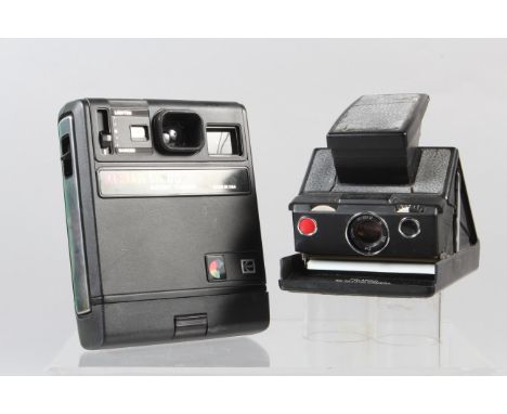 Two Polaroid Cameras, a SX-70 Land Camera Alpha 1 Model 2, untested, body P-F, cracking to leatherette, not clipping fully sh