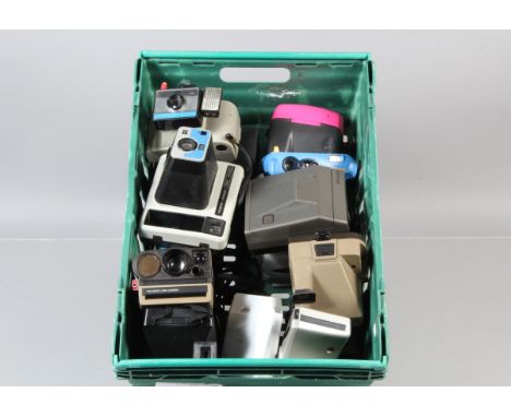 A Tray of Polaroid Cameras, including a Spectra System, Polaroid Land Camera models, a Kodak EK2,  a Polaroid Joy Cam and oth