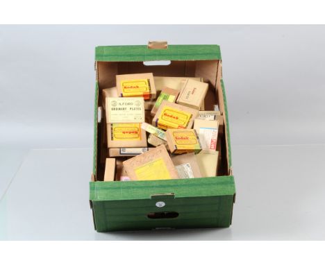 A Tray of Glass Photographic Plates, Kodak &amp; Ilford plates, various formats and types, many still sealed 