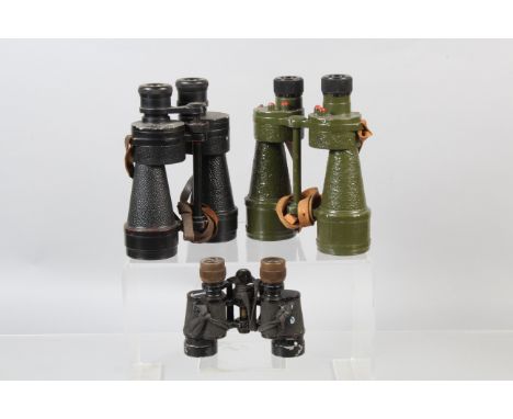 Three Pairs of Binoculars, a Pair of Ross Steplux 7x50, serial no 6487some paint scratches, elements G, light fungus, a pair 