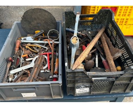Selection of vintage and later tools includes spanners, hammers etc 