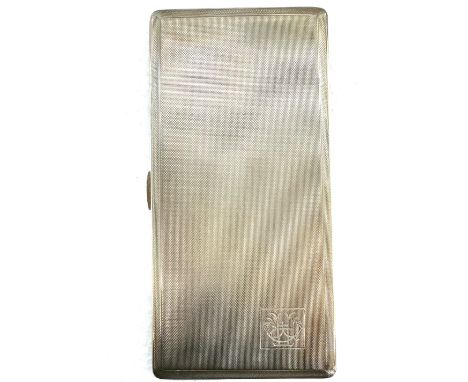 Silver engine turned cigarette case, hallmarked, Makers mark Gecold, Birmingham, 