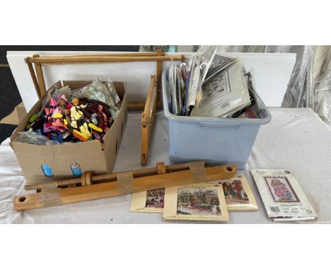 Selection of tapestry items to include thread, patterns and frames 