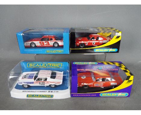 Scalextric - 3 x Chevrolet Camaro race cars and a Monte Carlo. # C2696, # C2413 both in Bob Jane Tyres livery, # C4043 in Sta